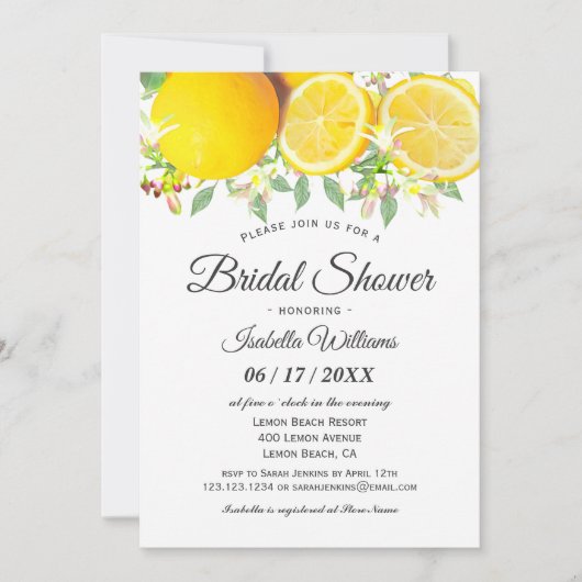 Modern Boho Lemon Summer Bridal Shower Kaart (Voorkant)