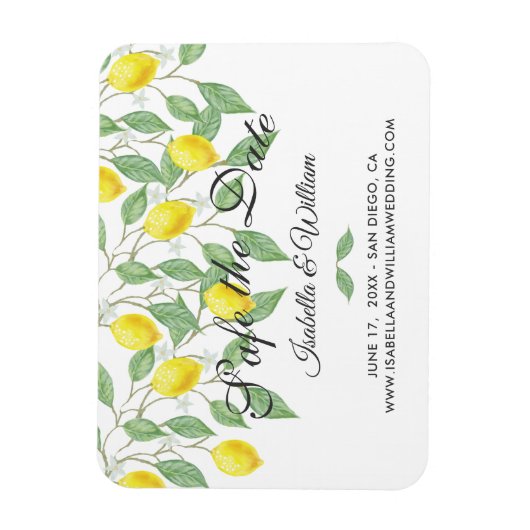 Modern Boho Lemon Summer Save the Date Wedding Magneet (Verticaal)