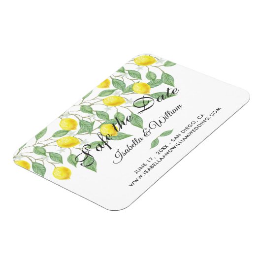 Modern Boho Lemon Summer Save the Date Wedding Magneet (Linkerzijde)