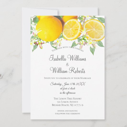 Modern Boho Lemon Summer Wedding Kaart (Voorkant)