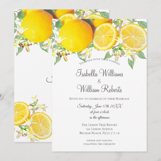 Modern Boho Lemon Summer Wedding Kaart (Voorkant / Achterkant)