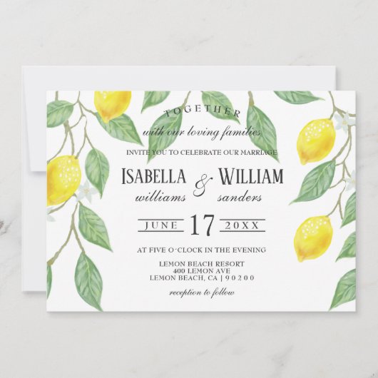 Modern Boho Lemon Summer Wedding Kaart (Voorkant)