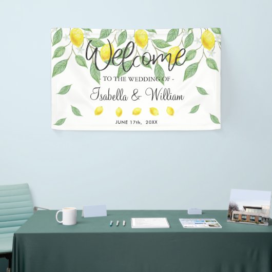 Modern Boho Lemon Summer Wedding Welkom Spandoek (Beurs)