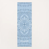 Modern Boho Light Blue Mandala Elegant Monogram Yogamat (Voorkant)