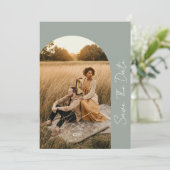 Modern Boho Lijst Sage Wedding Foto Save The Date (Staand voorkant)