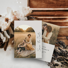 Modern Boho Lijst Weddenschap Neutrale Foto Save The Date