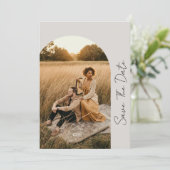 Modern Boho Lijst Weddenschap Neutrale Foto Save The Date (Staand voorkant)