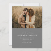 Modern Boho Lijst Wedding Gray Foto Save The Date (Achterkant)