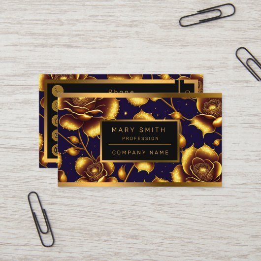 Modern Boho Luxury Gold Roos Collectie Visitekaartje (Voorkant / Achterkant in situ)