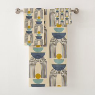 Modern Boho maakt wapenpatroon in blauw Bad Handdoek