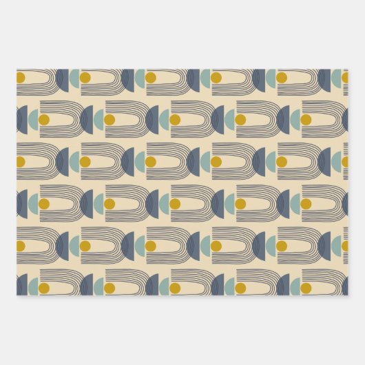 Modern Boho maakt wapenpatroon in blauw Inpakpapier Vel (Voorkant)