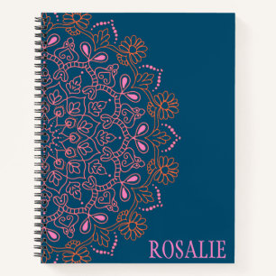 Modern Boho Mandala Medallion in Blauwgroen Gepers Notitieboek