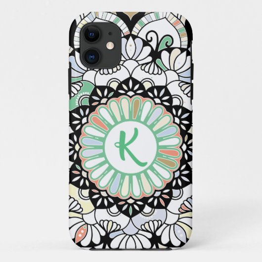 Modern Boho Mandala Yoga Meditation Initiaal Case-Mate iPhone Case (Achterkant)