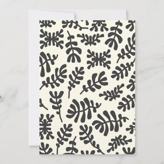 Modern Boho Matisse Botanical Black White Wedding Kaart (Achterkant)