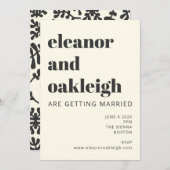 Modern Boho Matisse Botanical Black White Wedding Kaart (Voorkant / Achterkant)