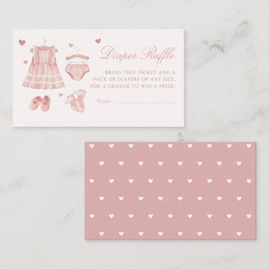 Modern Boho Meisje Kleding Luier Raffle Baby showe Informatiekaartje (Voorkant / Achterkant)