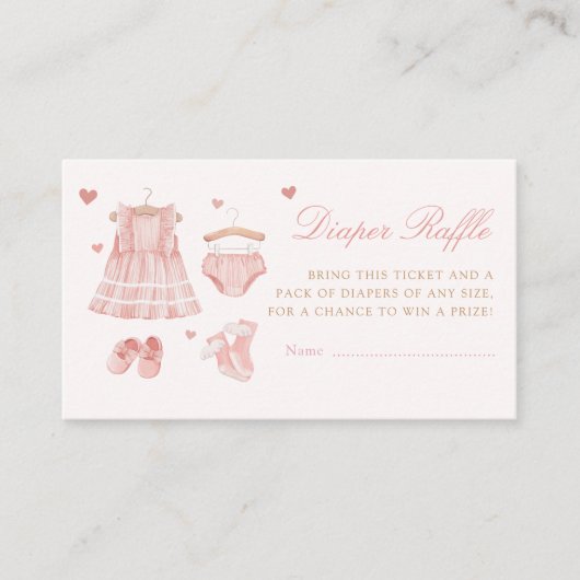 Modern Boho Meisje Kleding Luier Raffle Baby showe Informatiekaartje (Voorkant)
