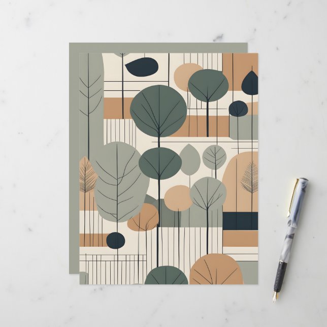Modern Boho met bomen scrapbookpapier (Voorkant / Achterkant in situ)