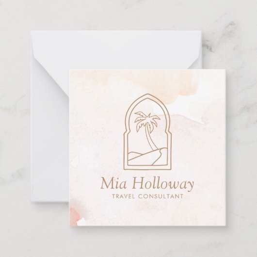 Modern Boho Minimal Palm Tree Business Notitiekaartje (Voorkant)