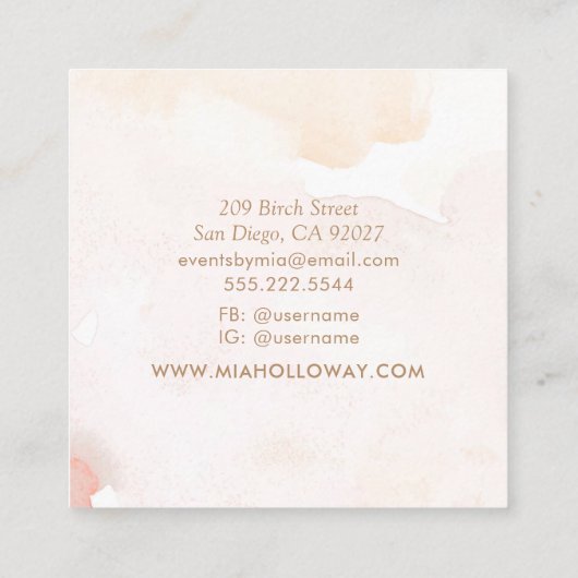 Modern Boho Minimal Palm Tree Vierkante Visitekaartje (Achterkant)