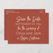 Modern Boho Minimalist Burnt Save the Date Briefkaart (Voorkant / Achterkant)
