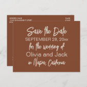 Modern Boho minimalist Russet Brown Save the Date Briefkaart (Voorkant / Achterkant)