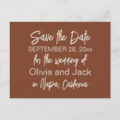 Modern Boho minimalist Russet Brown Save the Date Briefkaart (Voorkant)