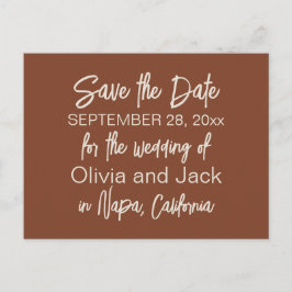 Modern Boho minimalist Russet Brown Save the Date Briefkaart