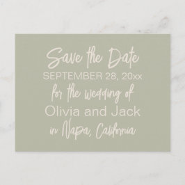 Modern Boho Minimalist Sage Green Save the Date Briefkaart