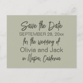 Modern Boho Minimalist Sage Green Save the Date Briefkaart
