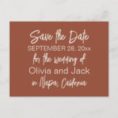 Modern Boho Minimalist Terracotta Save the Date Briefkaart (Voorkant)