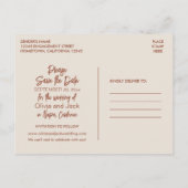 Modern Boho Minimalist Terracotta Save the Date Briefkaart (Achterkant)