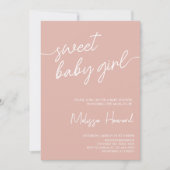 Modern Boho Minimalistisch Meisje roze Baby shower Kaart (Voorkant)