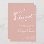 Modern Boho Minimalistisch Meisje roze Baby shower Kaart (Voorkant / Achterkant)
