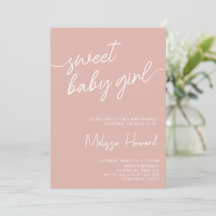 Modern Boho Minimalistisch Meisje roze Baby shower