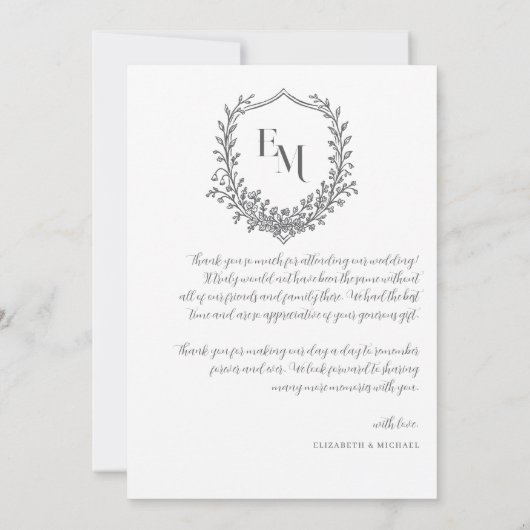 Modern Boho Monogram | Foto bruiloft dank u Bedankkaart (Achterkant)