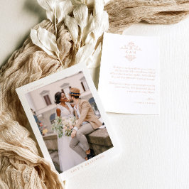 Modern Boho Monogram | Foto Huwelijks Dankjewel Bedankkaart