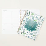 Modern Boho Monogram Greenery Eucalyptus Foliage Planner<br><div class="desc">Modern Boho Monogram Greenery Eucalyptus Foliage Planner. Met waterverf bladeren in tinten groen en stoffig blauw en een waterverf lijst.</div>