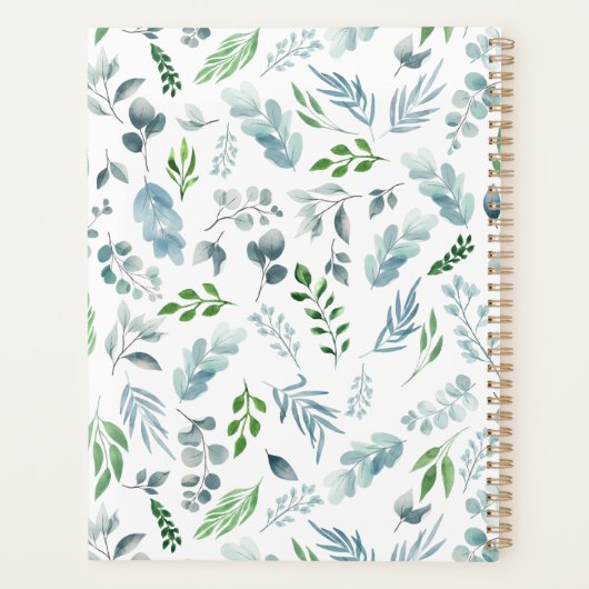 Modern Boho Monogram Greenery Eucalyptus Foliage Planner (Achterkant)
