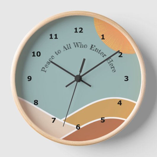 Modern Boho Mountain Design Clock (Voorkant)