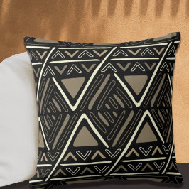 Modern Boho Mud Cloth Pattern Black Kussen