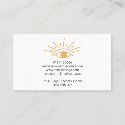 Modern Boho Mystical Yellow Sun en Moon Pattern Visitekaartje (Achterkant)