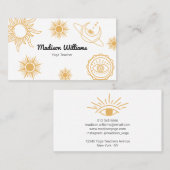 Modern Boho Mystical Yellow Sun en Moon Pattern Visitekaartje (Voorkant / Achterkant)