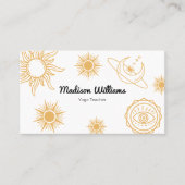 Modern Boho Mystical Yellow Sun en Moon Pattern Visitekaartje (Voorkant)