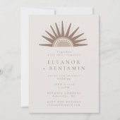 Modern Boho Natuur Sun Shape Taupe Unique Wedding Kaart (Voorkant)