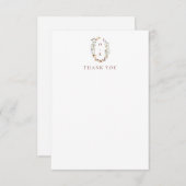 Modern Boho Natuur Wildbloemen Monogram Weddenscha Bedankkaart (Voorkant / Achterkant)