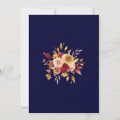 Modern Boho Navy Blauw Verbrand Sinaasappel Bloeme Kaart (Achterkant)