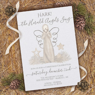 Modern Boho Neutral Herald Angel Kerstmis Kaart