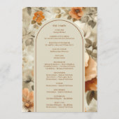 Modern Boho Neutral Rust Beige Sage Floral Program Programmakaart (Achterkant)