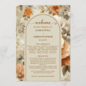 Modern Boho Neutral Rust Beige Sage Floral Program Programmakaart (Voorkant)